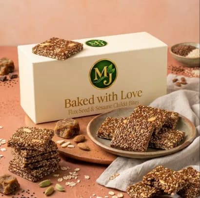 Flax Seeds Jaggery Almond Chikki