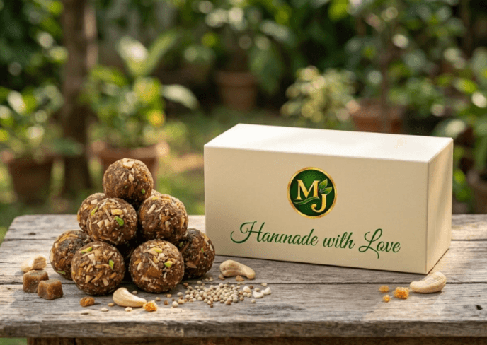 Roasted Coconut Dry Fruit Jaggery Laddu