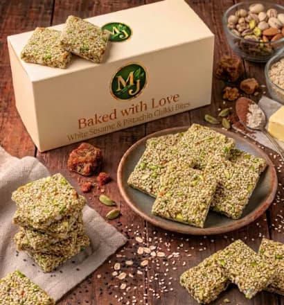 White Sesame, Pistachio & Almond Chikki